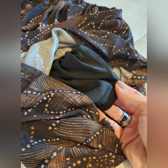 Farm Rio Black Golden Foliage Tulle Midi Dress - Picture 4 of 15